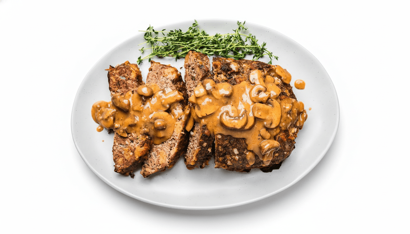 Meatloaf with Mushroom Brown Gravy