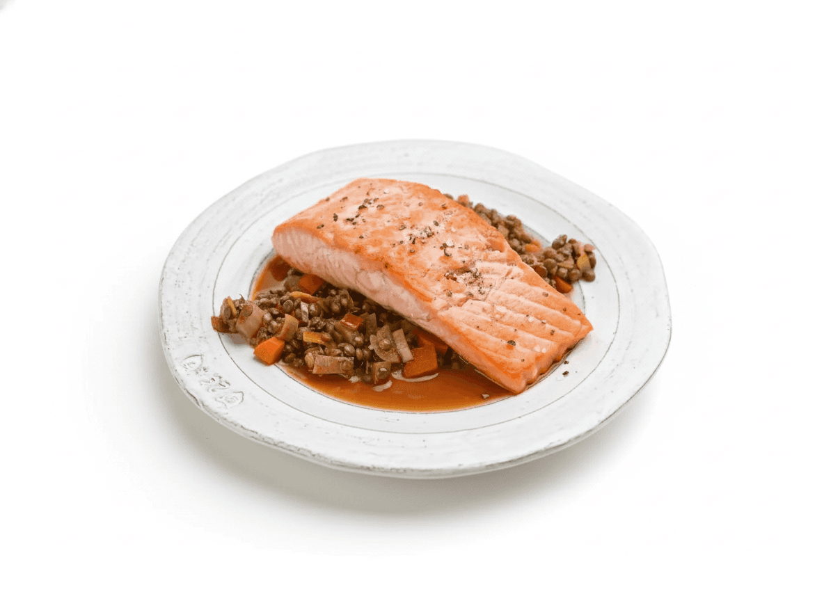 Saumon Rôti aux Lentilles