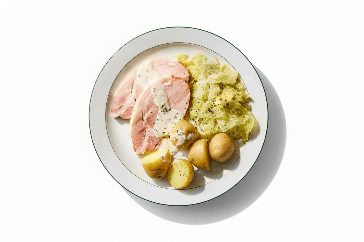 Bacon and Cabbage with Parsley Sauce