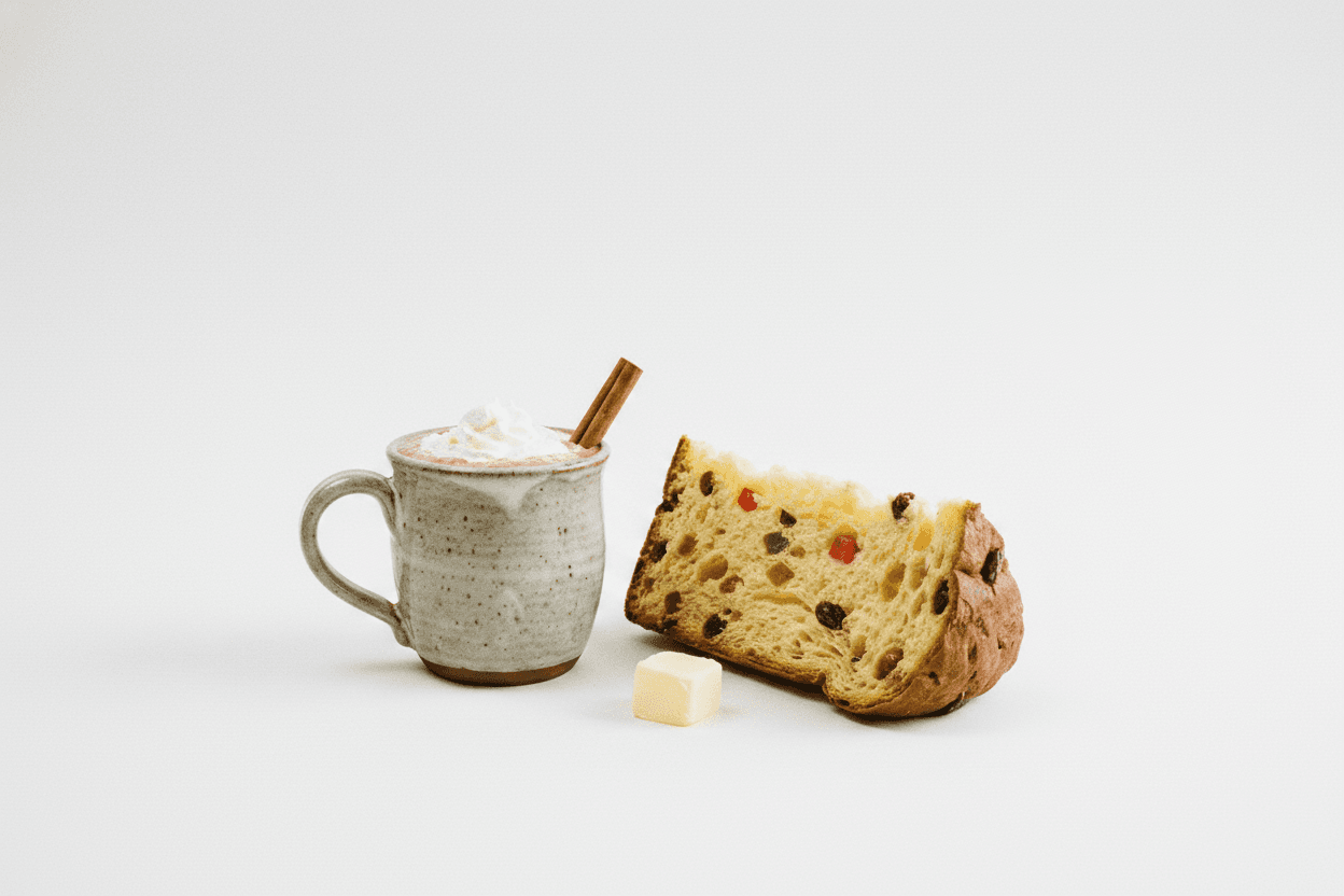 Chocolate Caliente, Panetón y Mantequilla