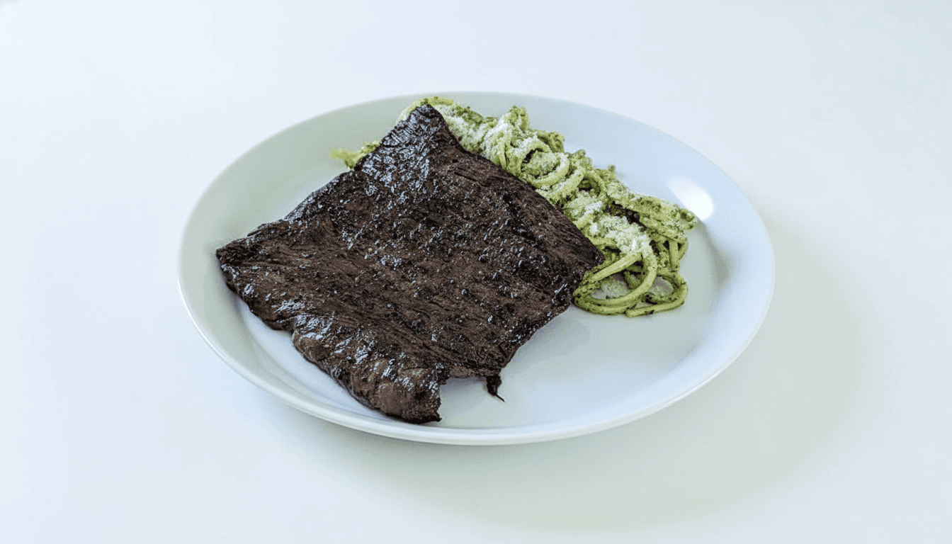 Tallarines Verdes con Bistec