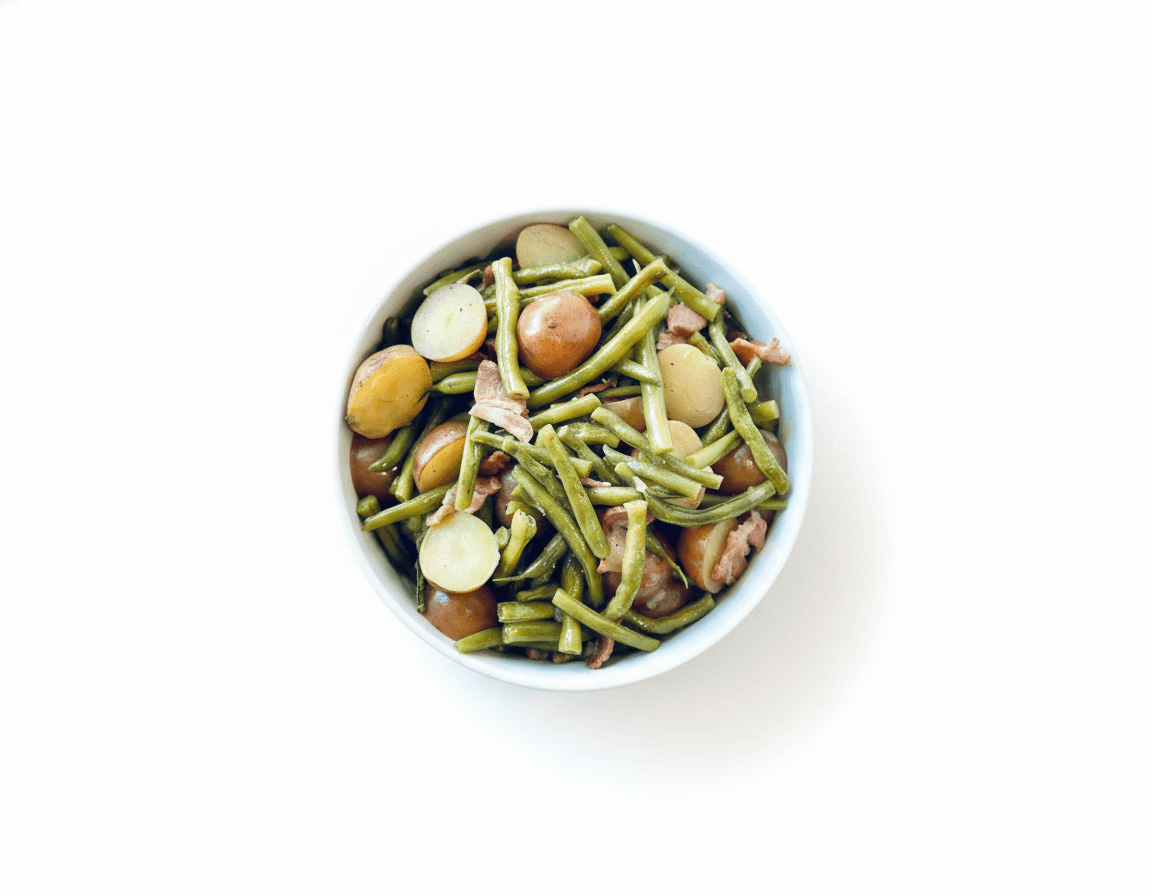 Bacon-Simmered Green Beans and New Potatoes