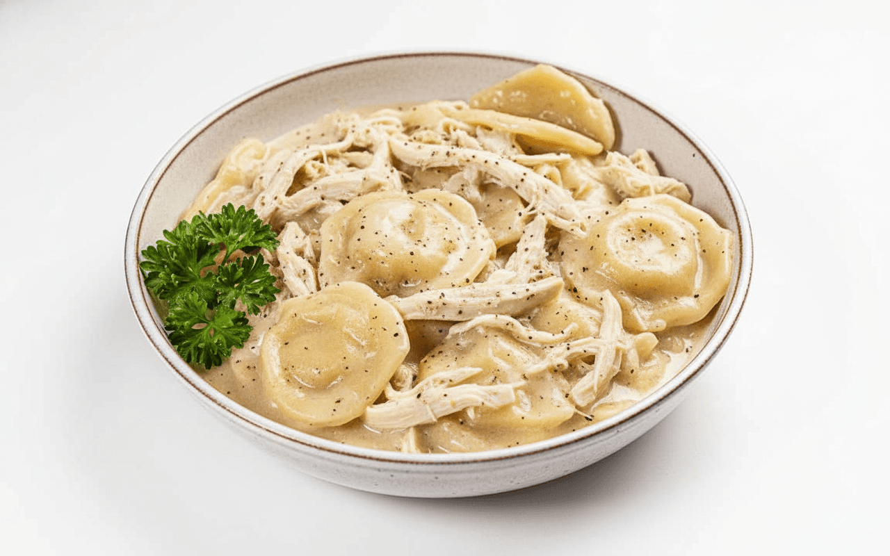 "Slick" Dumplings and Shredded Chicken