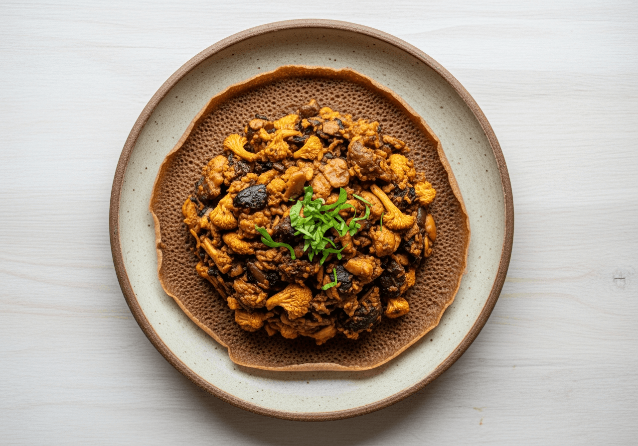 Ye'Injera Mulmul (Savory Wild Mushroom & Injera Stuffing)