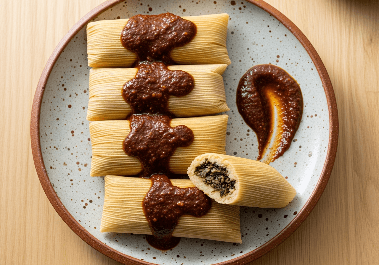Chepil Tamales with Pasilla Mixe Salsa