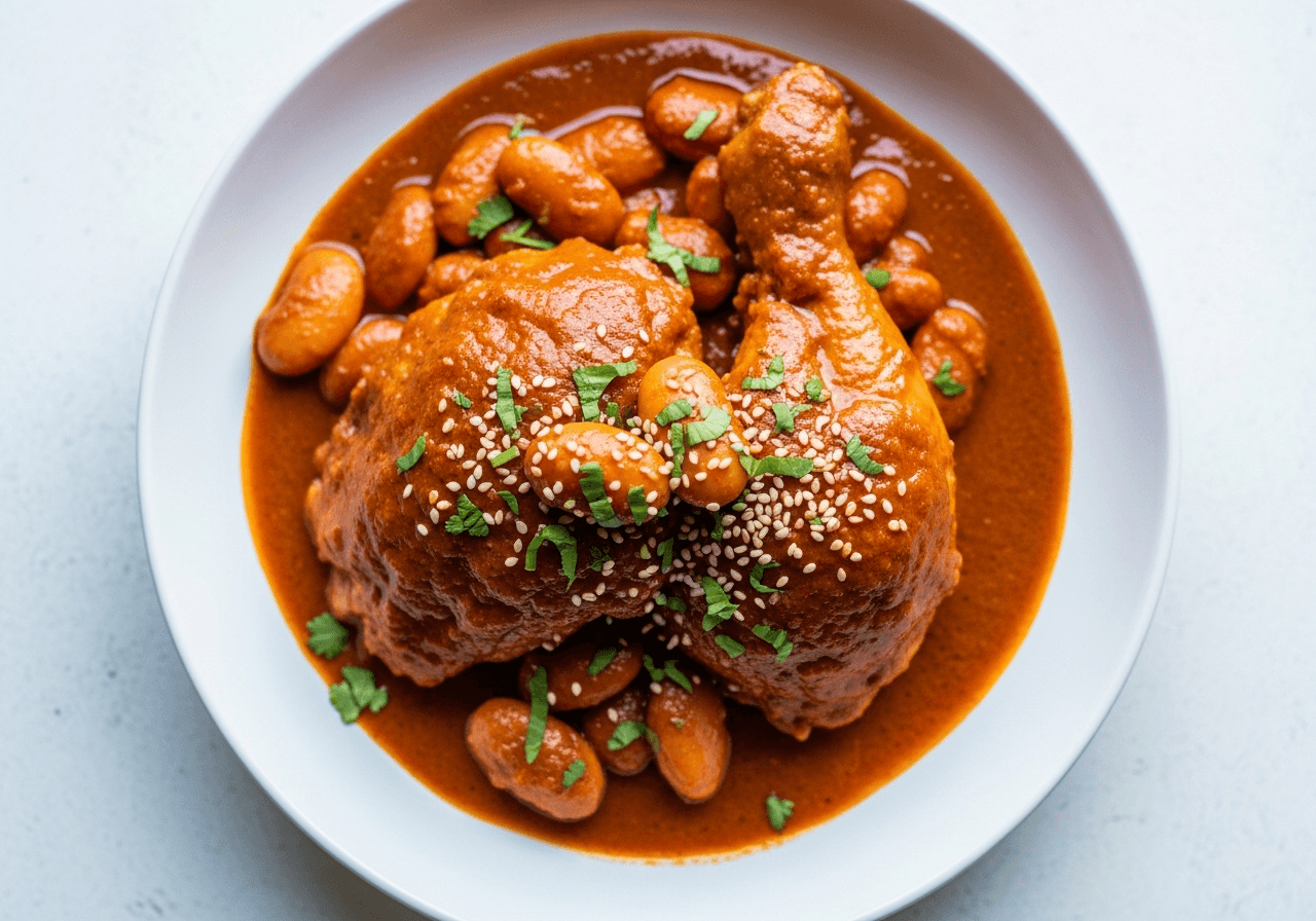 Chicken in Mole Coloradito with Runner Beans