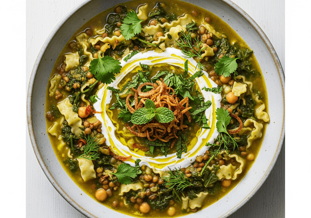 Quick Ash-e Reshteh (Persian Noodle and Herb Soup)