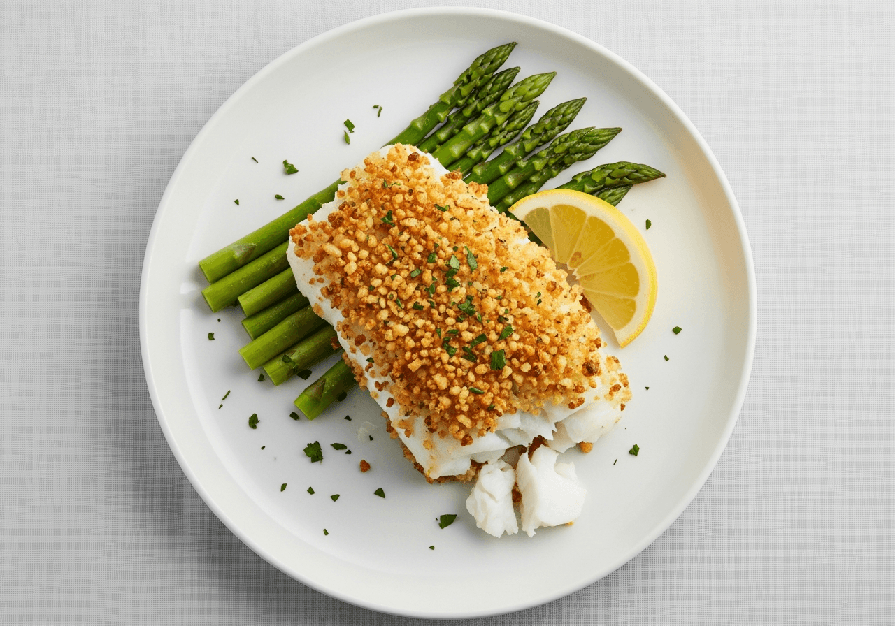 Garlic Butter Irish Potato Chip Crusted Cod
