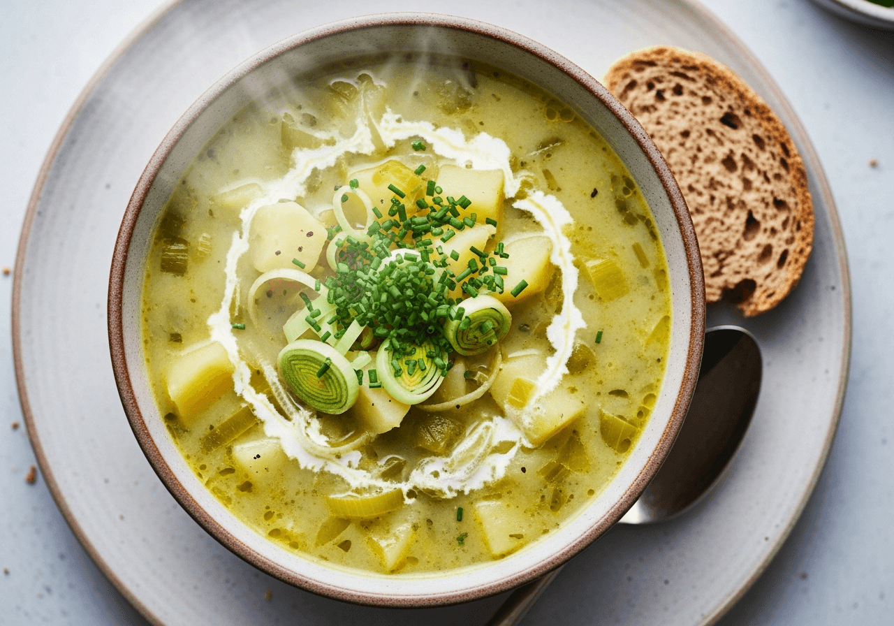 Steaming Irish Potato and Leek Soup