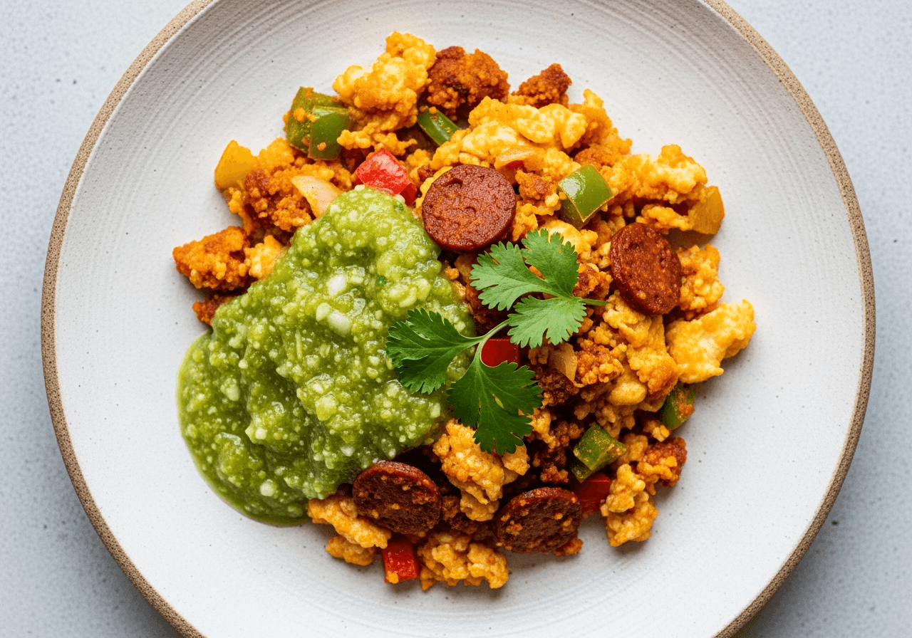 Abuela's Migas with Quick Green Salsa