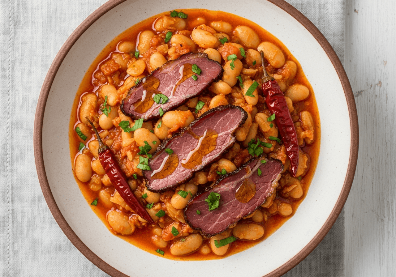 White Bean Stew with Pastrami