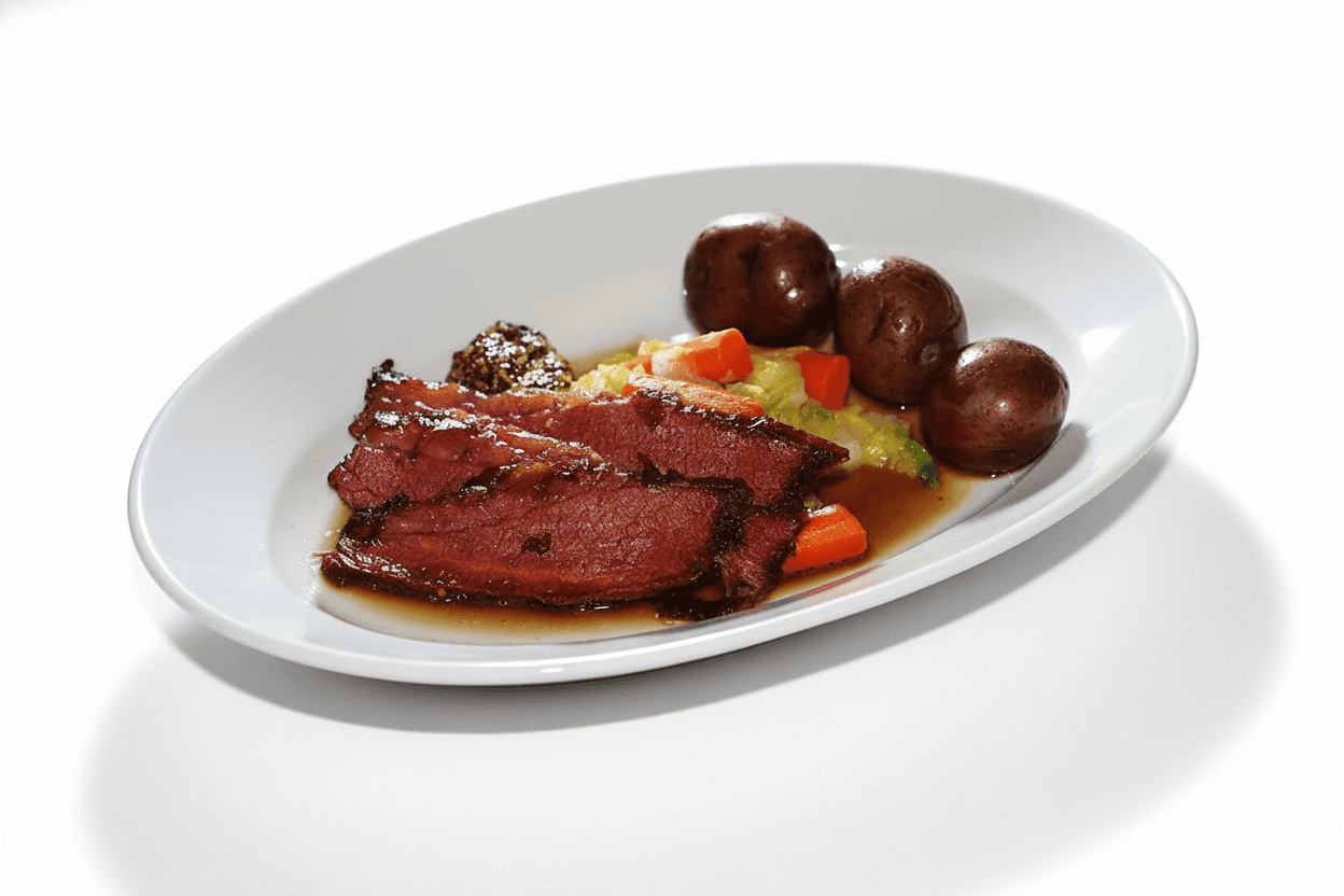 Guinness-Braised Cabbage Wedges with Crispy Beef Lardons