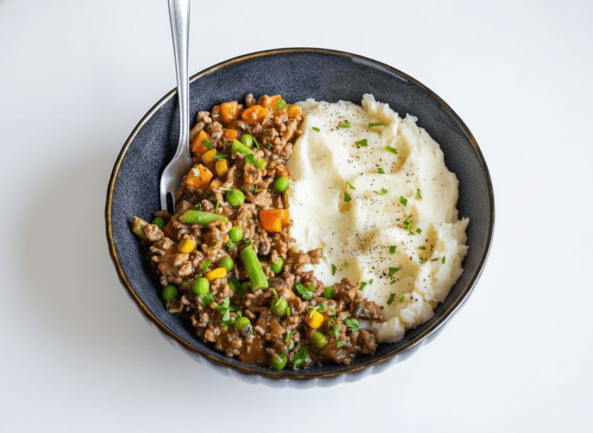 Savoury Mince over Buttered Mash