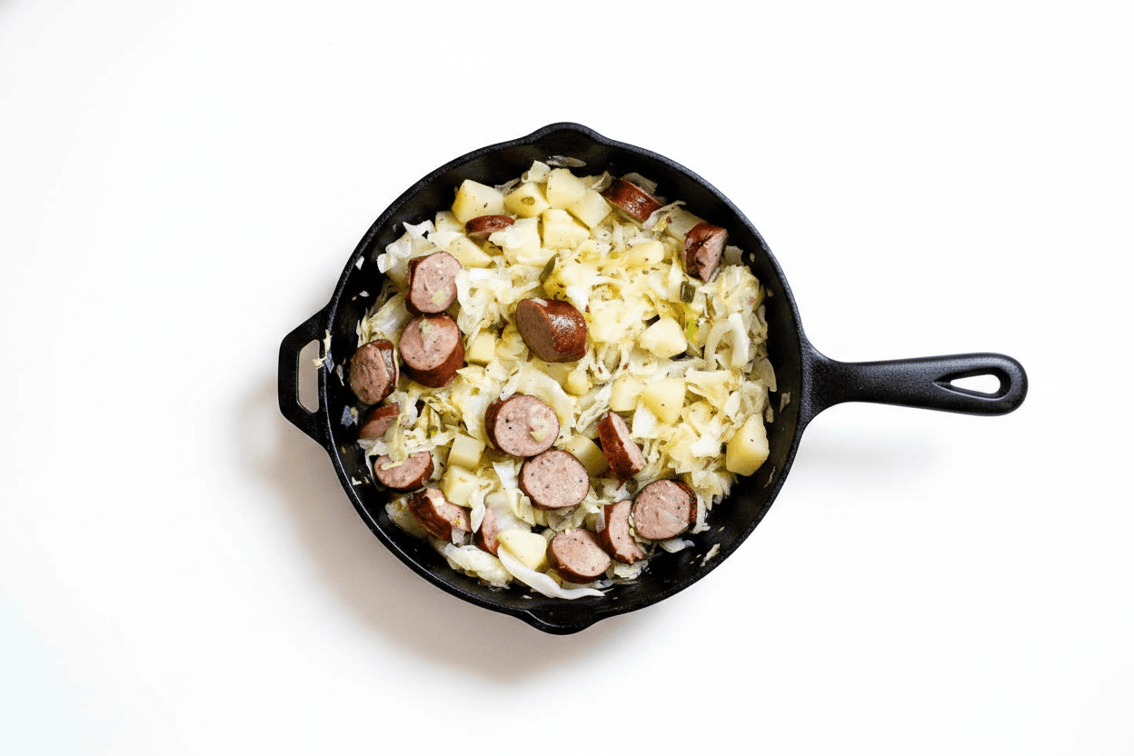 Salsichas Frescas com Couve Lombarda
