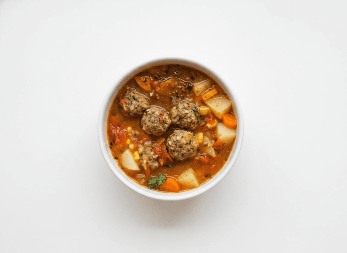 Sopa de Albóndigas con Hierbabuena