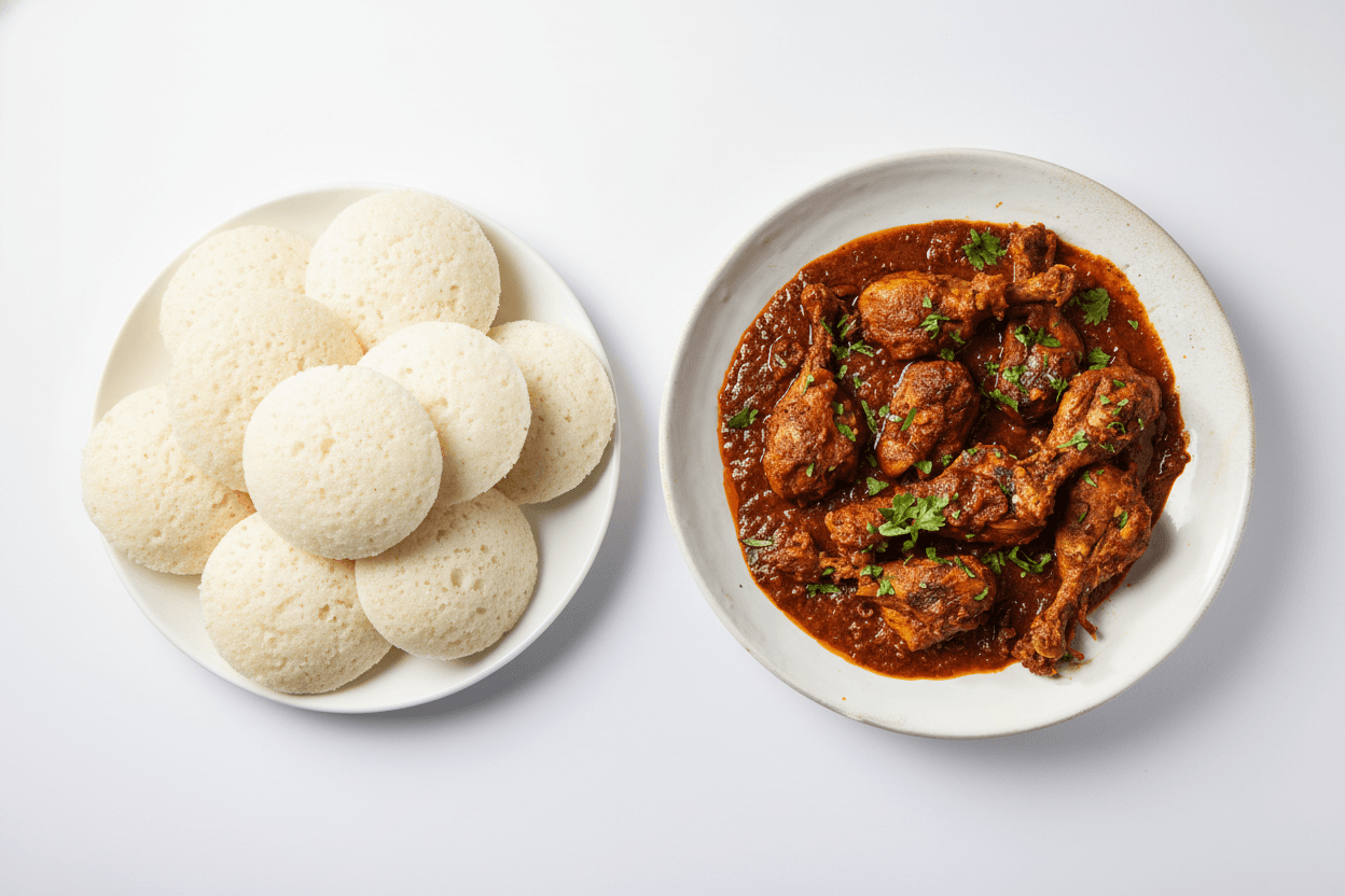 Goan Sannas with Chicken Vindaloo