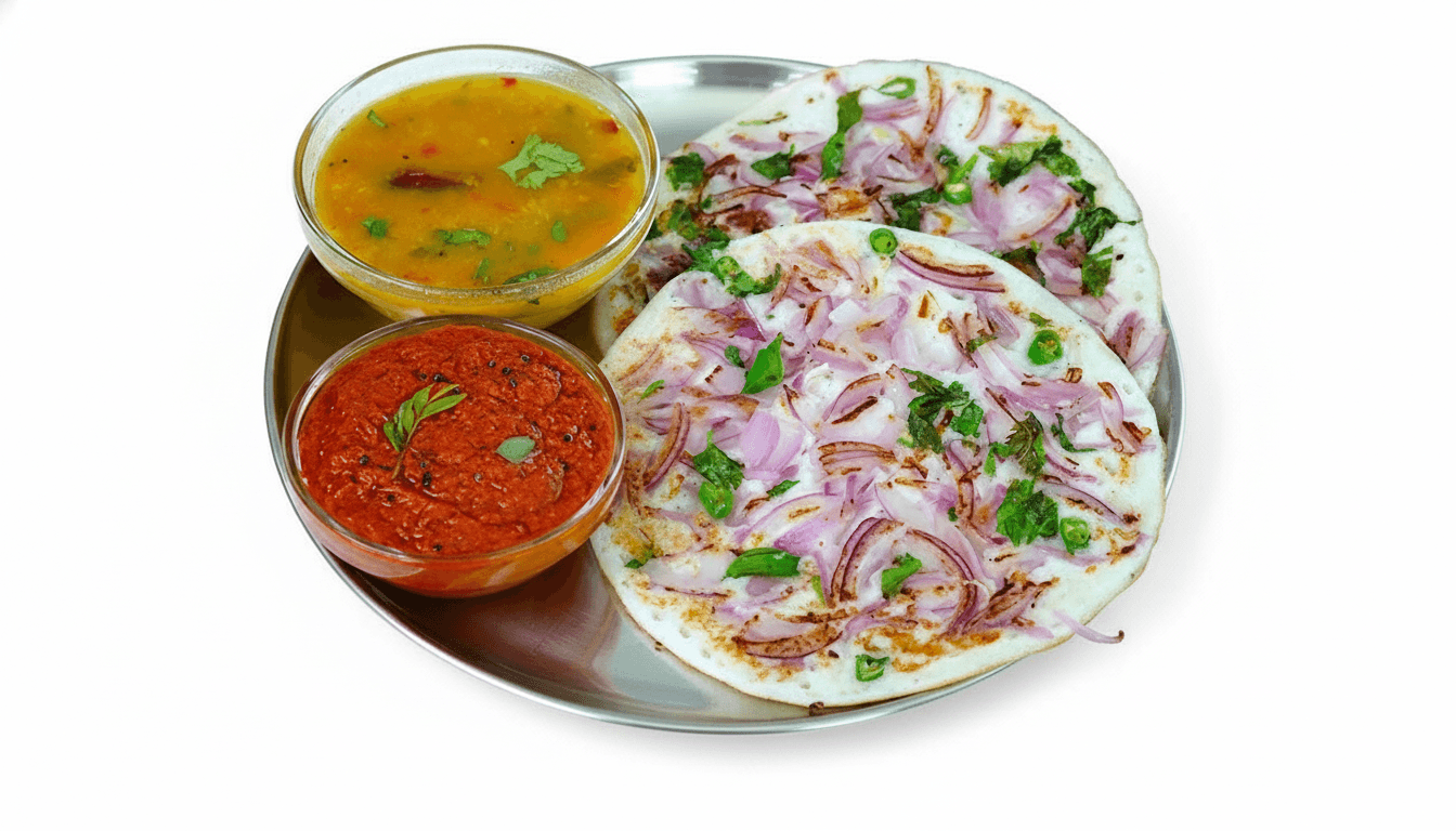 Uthappam with Farmers Market Vegetables and Gunpowder