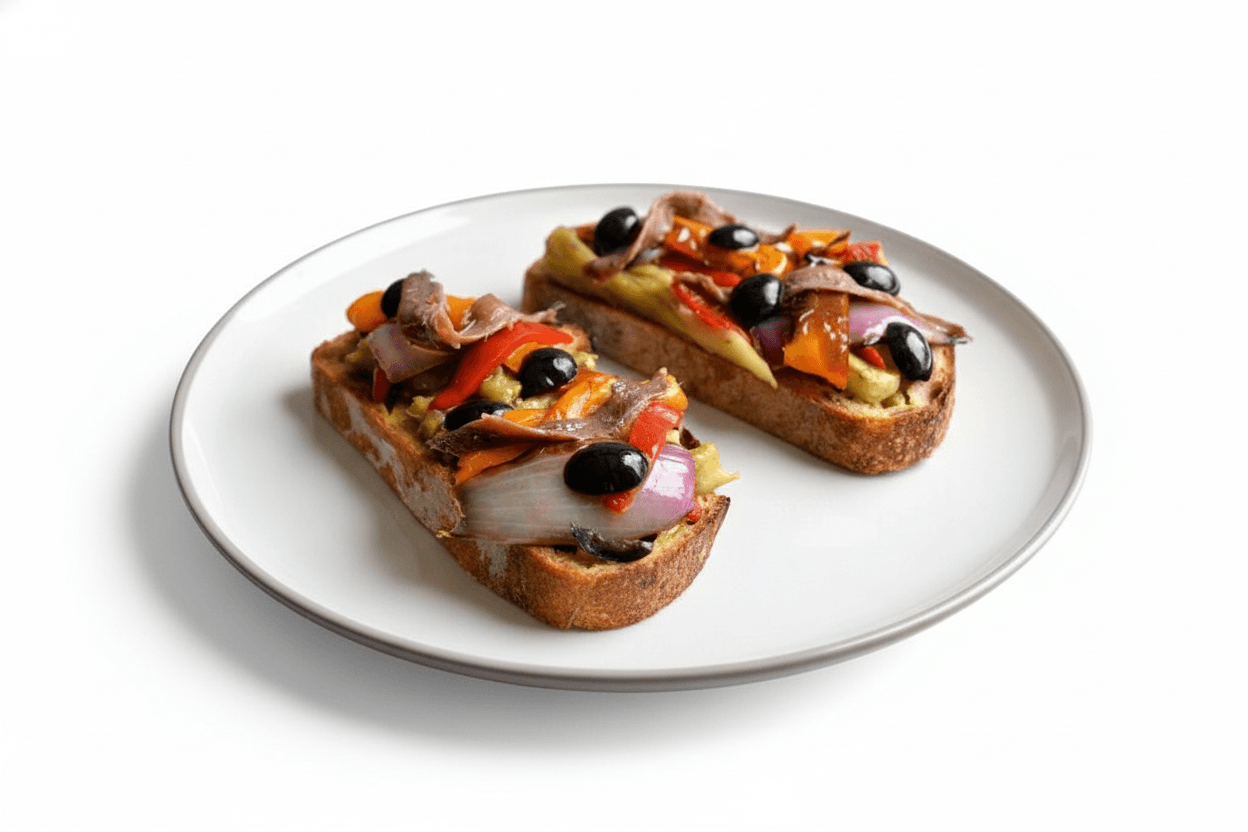 Escalivada con Anchoas del Cantábrico