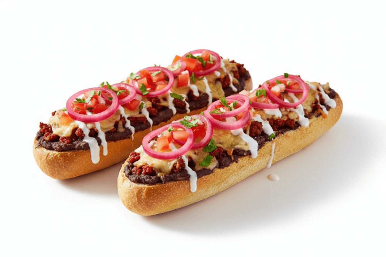 Molletes Yucatecos con Cebolla Morada Encurtida