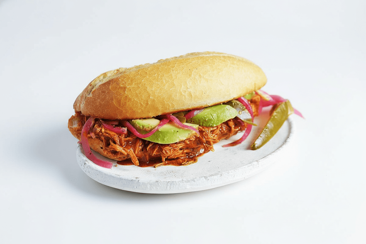 Tortas de Cochinita con Cebollas Encurtidas