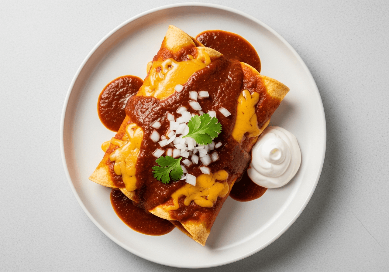 Cheese Enchiladas with Traditional Chili Gravy
