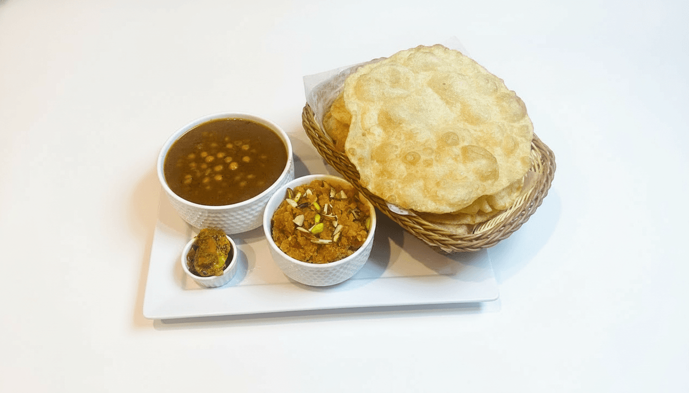Lahori-Style Halwa Poori with Quick Chana