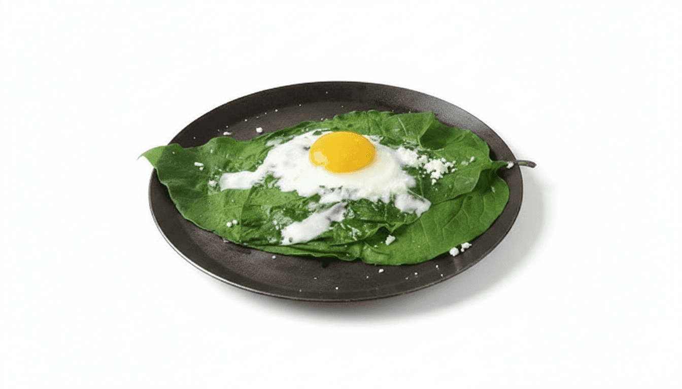 Huevos al Comal sobre Hoja Santa