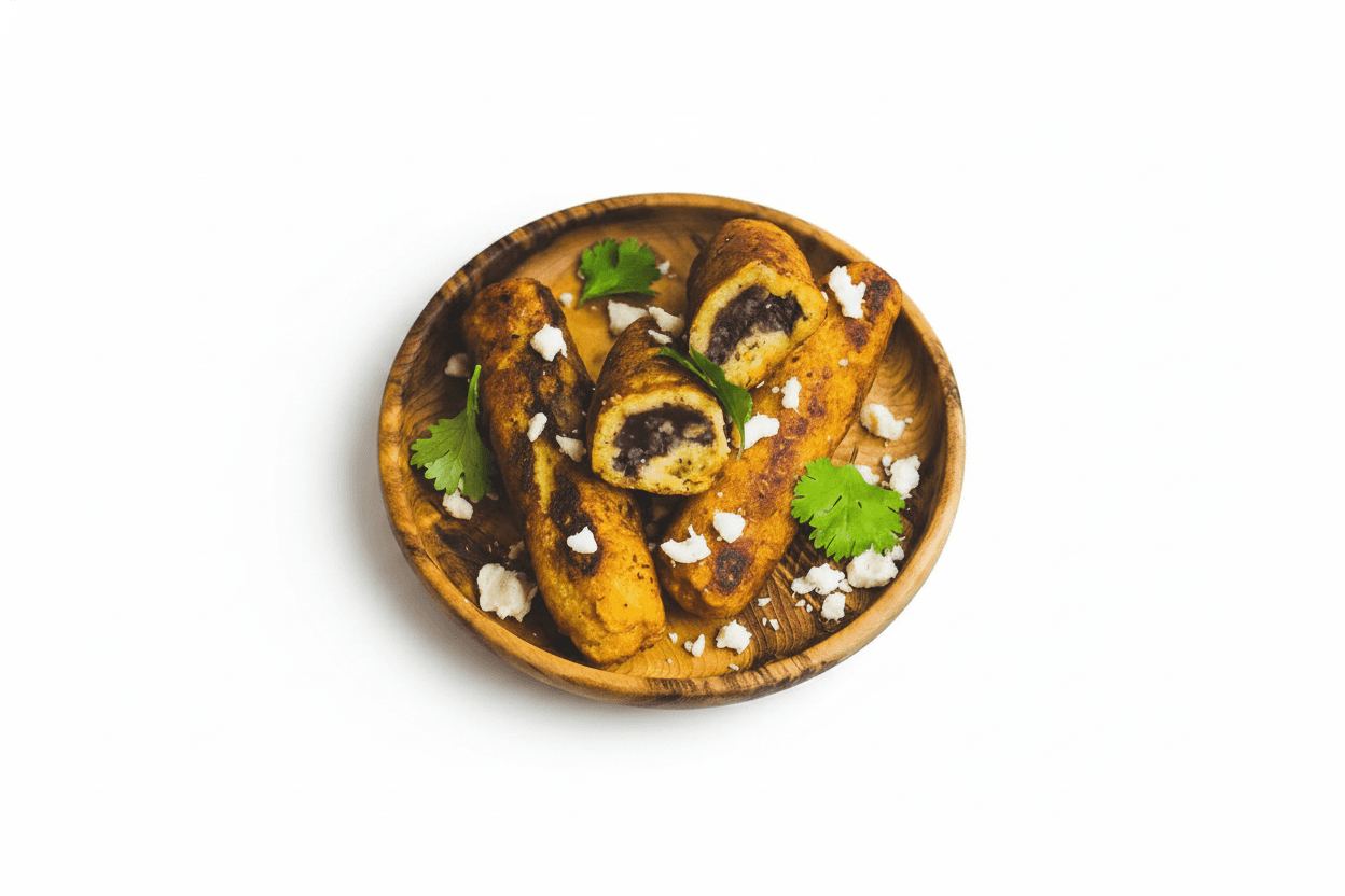 Molotes de Plátano Macho Rellenos de Frijol