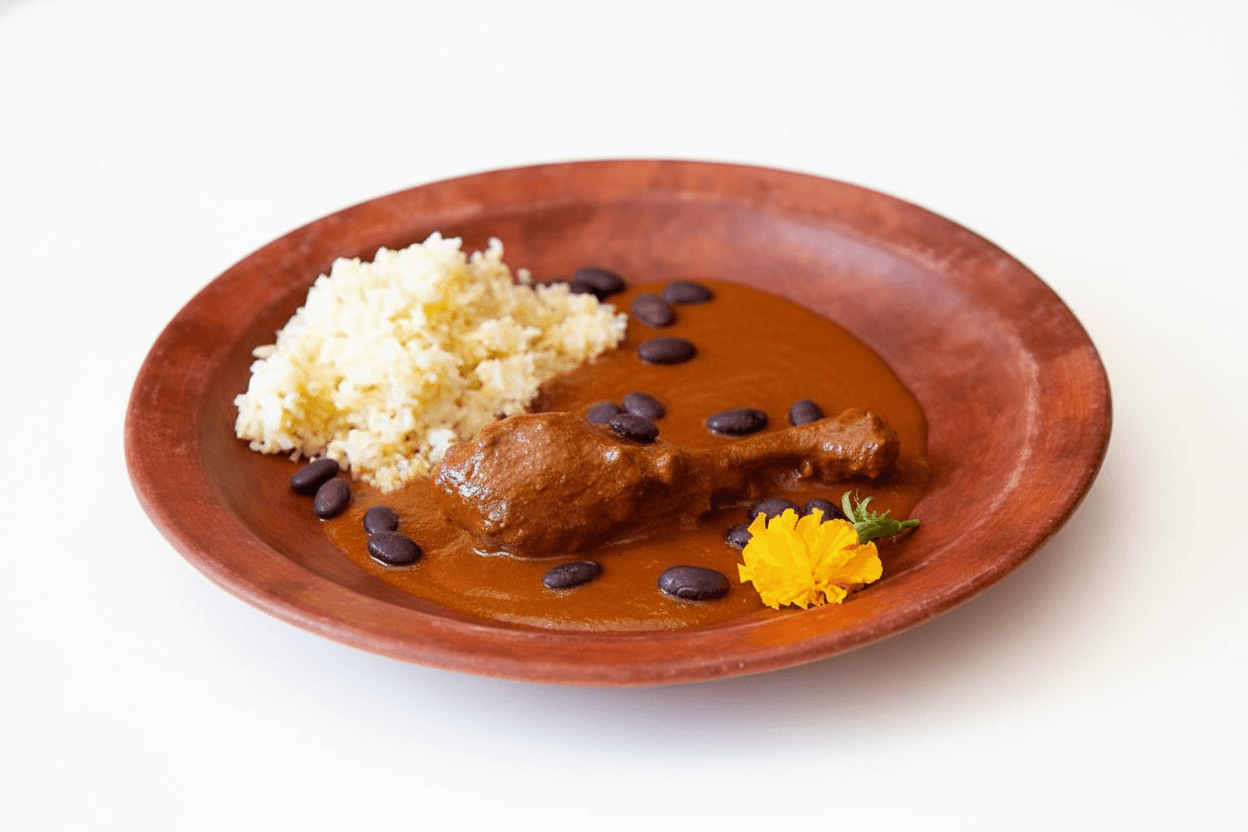 Pollo en Mole Coloradito con Ayocotes