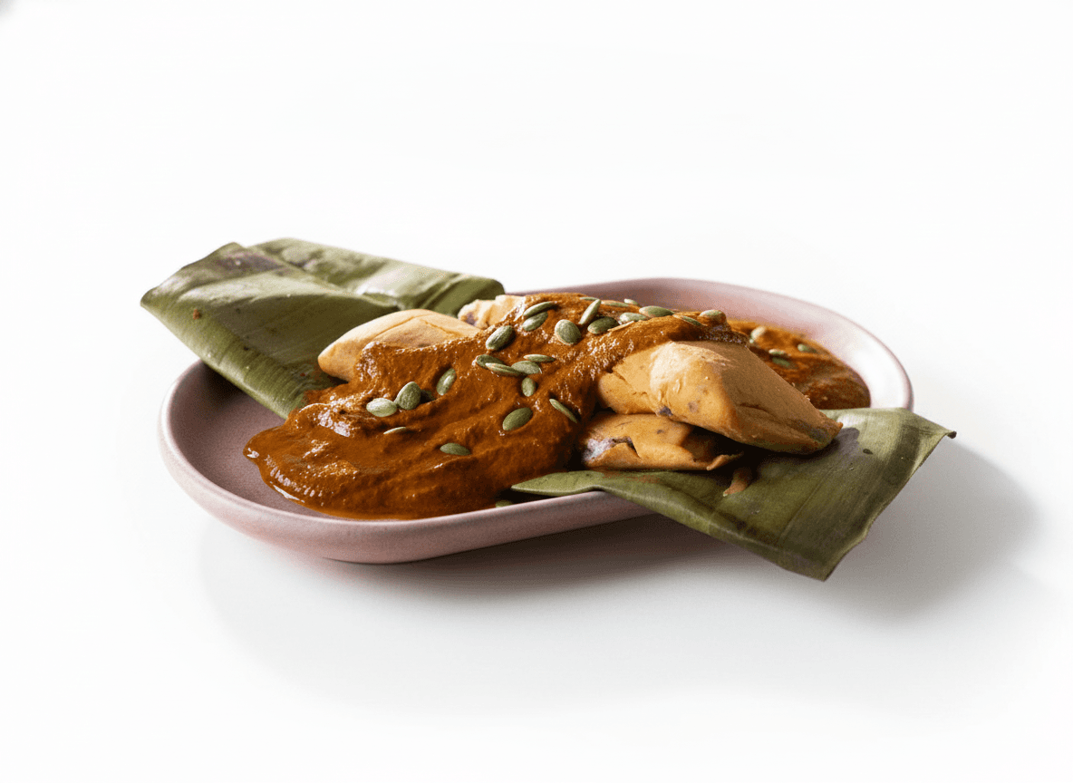 Tamales de Chepil con Salsa de Pasilla Mixe