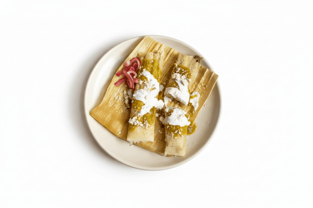 Vegetarian Tamales de Frijol y Quesillo con Hoja de Aguacate