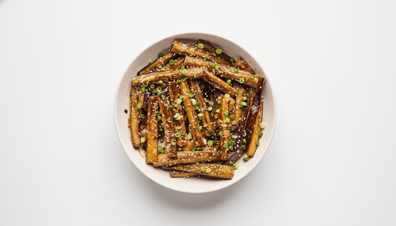 Flash-Fried Crispy Nasu with White Sesame and Burnt Mayu