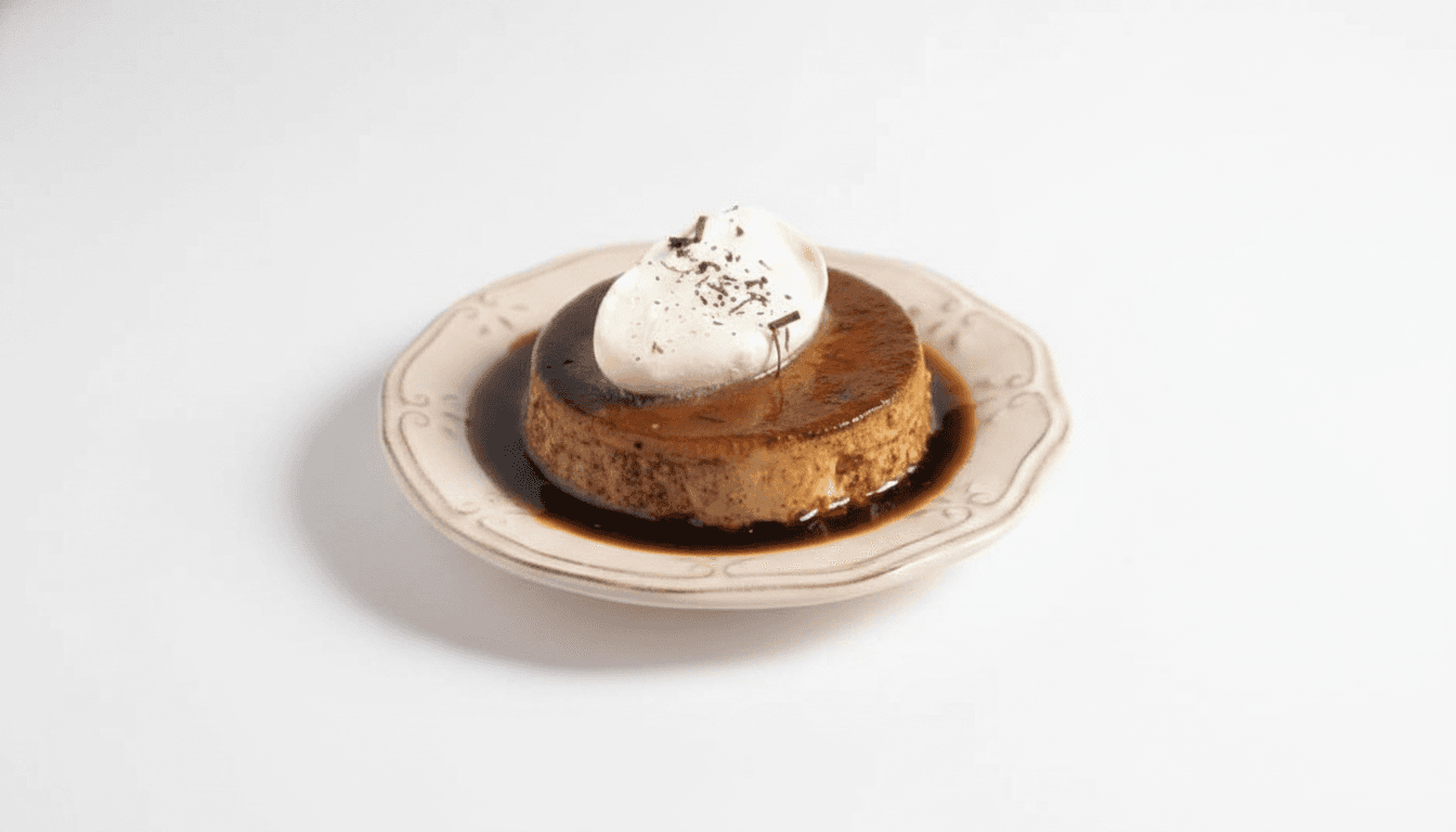 Hojicha Pudding with Salted Caramel