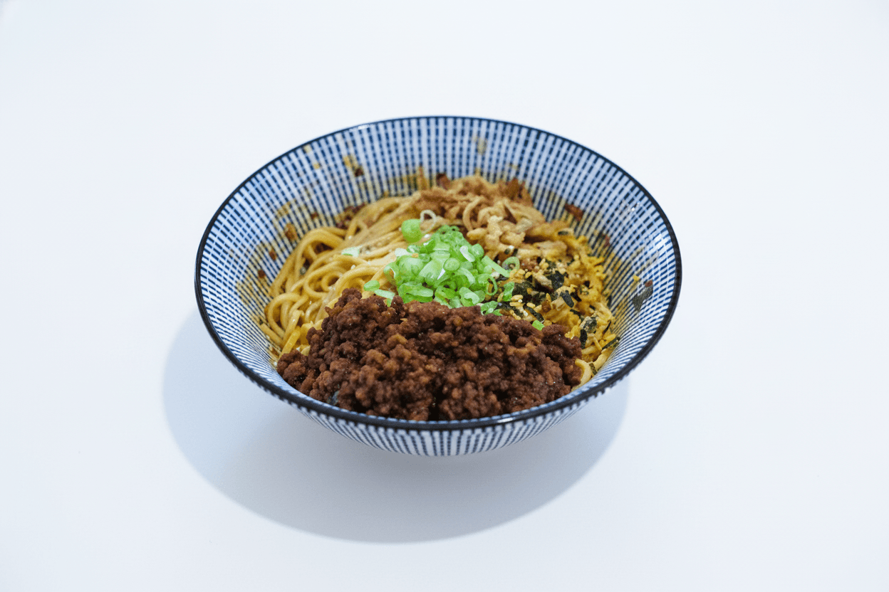 Plant-Based "Umami Dama" Eggplant Mazemen