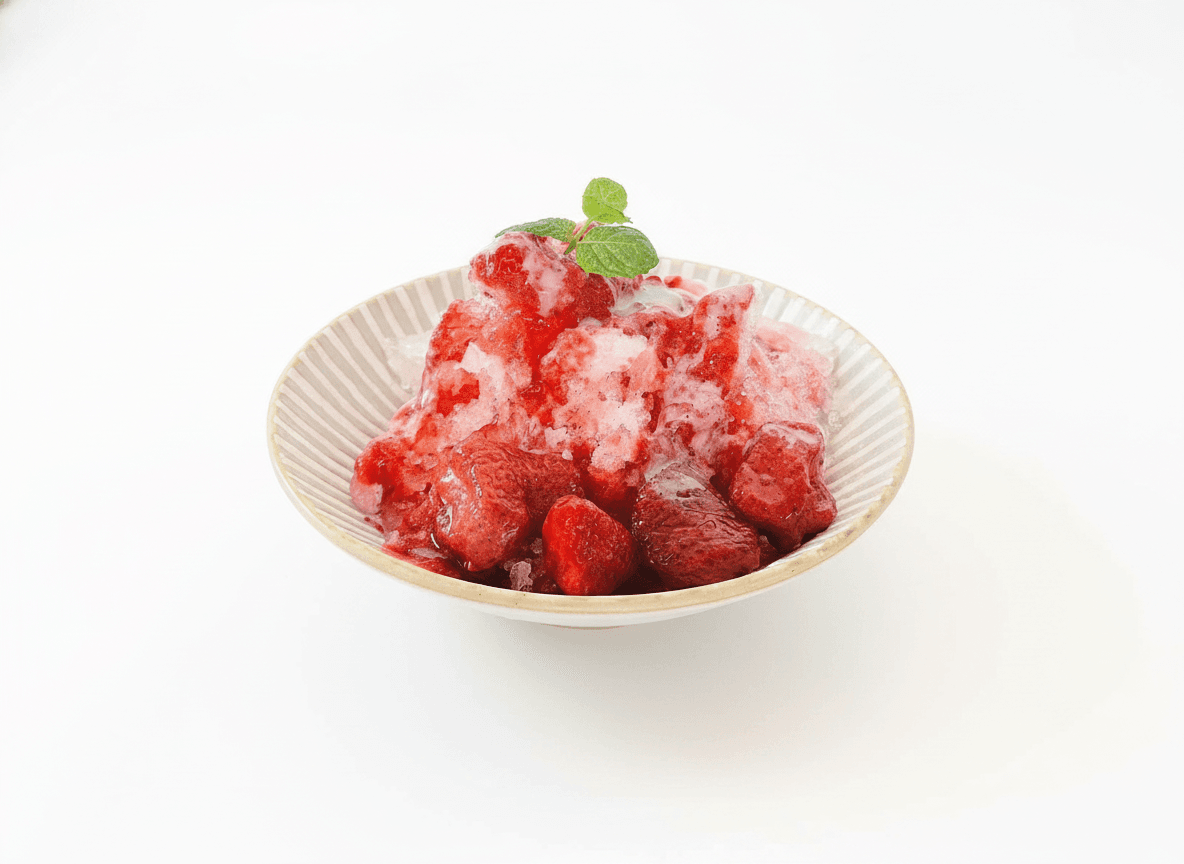 Strawberry Kakigori with Sweetened Condensed Milk