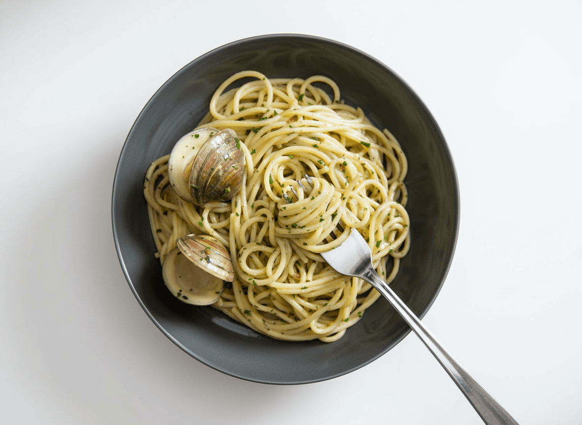 Linguine with White Clam Sauce & Caramelized Garlic